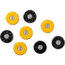 Shuffleboard pucks set 4 x zwart en 4 x geel