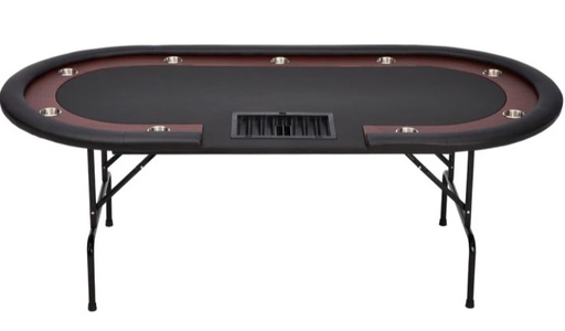 [p2896 zwart] Zwarte Pokertafel met poten voor 10 spelers