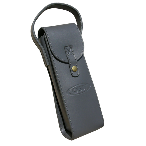 [p2695 grijs drukknop] Petanque Handtasje Leder - grijs