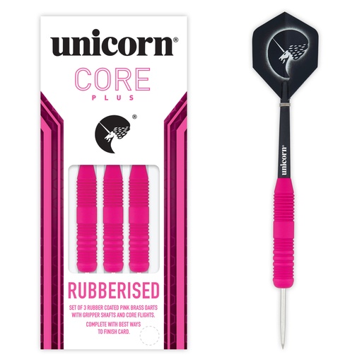 [07855] Unicorn Core Plus Rubberised Pink Steel Darts