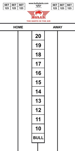 [p822] Dart Scoreboard Bull's 60x30cm