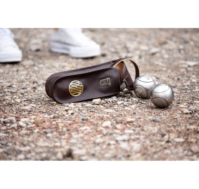 Petanque Kastanjebruine leren tas