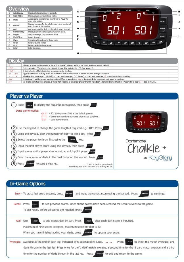 Dart Score Chalkie Plus black