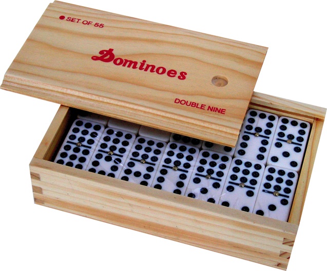 Domino Houten Koffertje 55 stenen