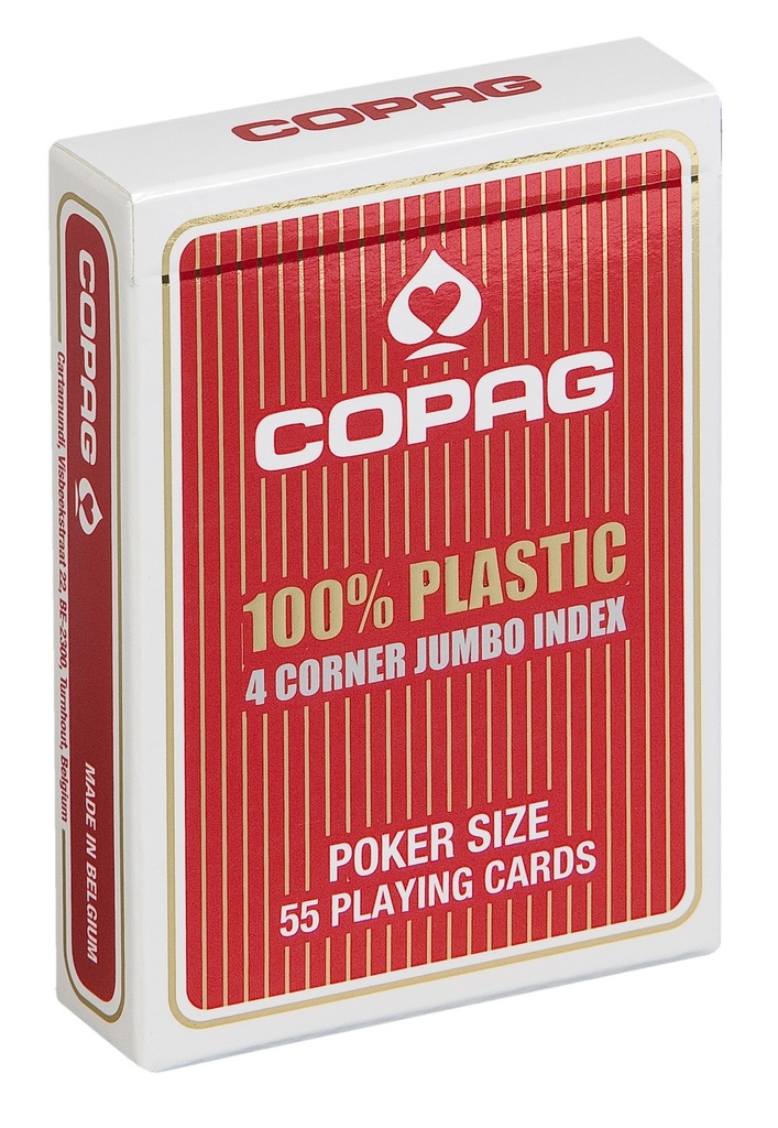 Poker Cards Copag 100% plastic 4 Jumbo Red