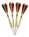 Fléchettes Belges en bois 4pcs - noir/jaune/rouge