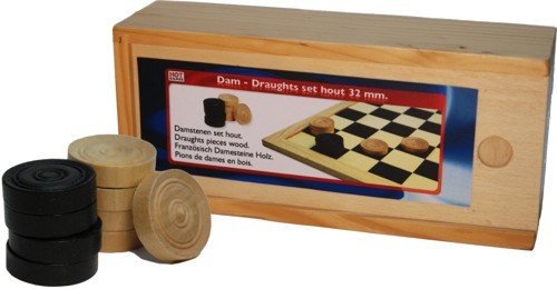 Checkers Pawns Wood 32mm