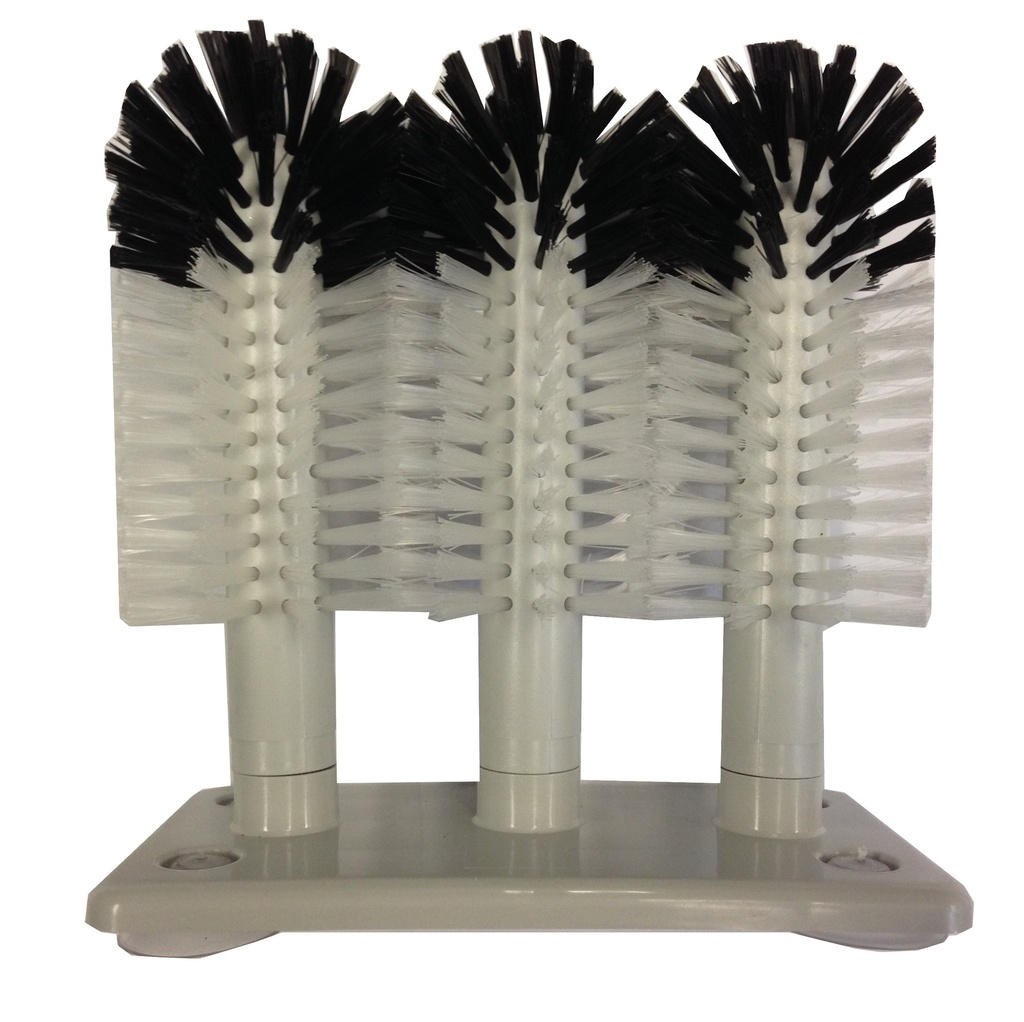 Rince-verre 3 brosses gris