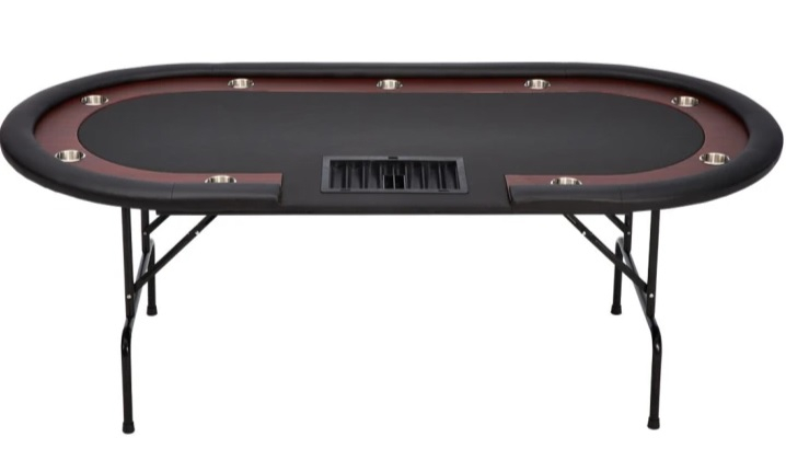 Zwarte Pokertafel met poten voor 10 spelers