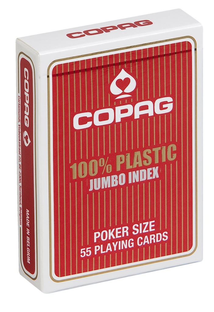 Pokerkaarten Copag 100% plastic Jumbo Rood