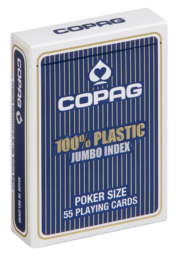 Pokerkaarten Copag 100% plastic Jumbo Blauw