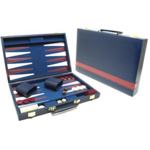 Backgammon suitcase blue vinyl 46x30 cm