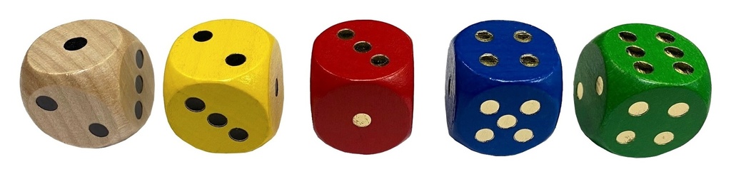 Dé Bois Coloré 25mm
