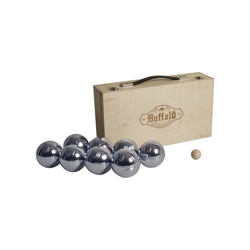 [p2854] Petanque Ballen Set metaal (8st.) in houten doos