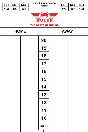 [p821 Bull's] Dart Scorebord Bull's 45x30cm