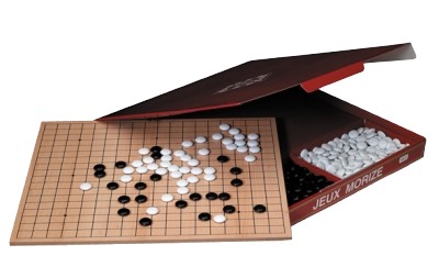 [p3373 Go - Hout bord + pions] Go - Houten bord + pions