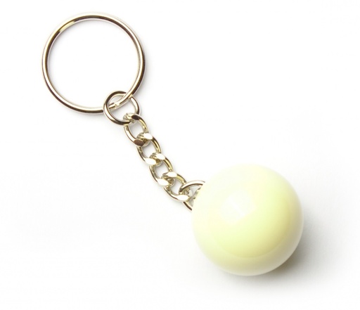 [p3833 wit] Sleutelhanger Biljartbal Wit