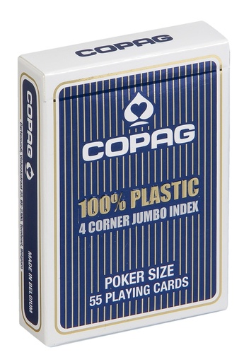 [p4745 blauw] Pokerkaarten Copag 100% plastic 4 Jumbo Blauw