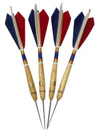 [0921-BWR] Fléchettes Belges en bois 4pcs - Bleu/Blanc/Rouge