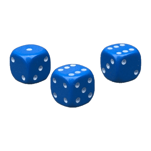 [p0970 blauw-wit] Dobbelsteen 20mm Blauw-wit