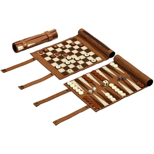 [p7655] Backgammon, schaak- en dam reisset rol