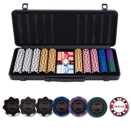 [p7788] Pokerset - Aluminium zwarte koffer 500