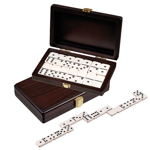 [3409] Domino Double 6 houten kist