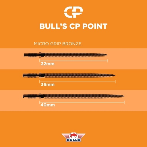 [08185] Bull's CP Micro Grip Steel Tip Dart Points – Replacement Points