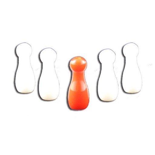 [1034] 5 Birilli Set Kegeltjes wit-rood