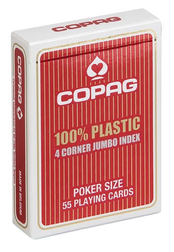 [4745 Rood] Pokerkaarten Copag 100% plastic 4 Jumbo Rood