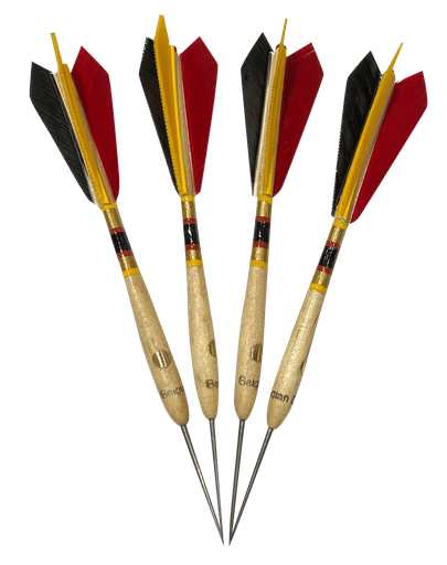 [0921 TRI] Fléchettes Belges en bois 4pcs - noir/jaune/rouge