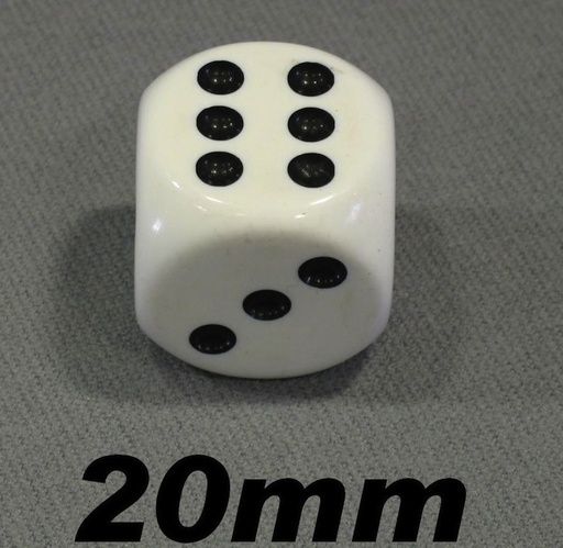 [p0942] Dobbelsteen 20mm wit