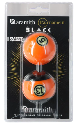 [p1395] Ballenset #5 & # 13 Oranje Pool 57,2mm Aramith Tournament Black