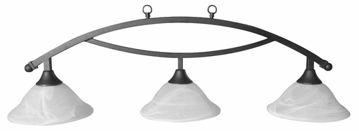 [5913] Lichtscherm 3-Kap Metaal Zwart/Glas