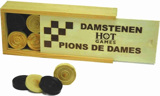 [p2292] Checkers Pieces Wood 32mm Luxe+Box